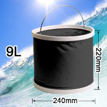 Seau de pêche pliable 9L avec poignée en acier inoxydable